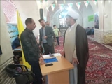 استقرار میز خدمت مرکز آموزش فنی و حرفه ای شبستر در مسجد جامع شهر شبستر